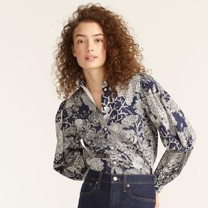 NWT J. Crew collection puff sleeve blouse seashell print size 0
